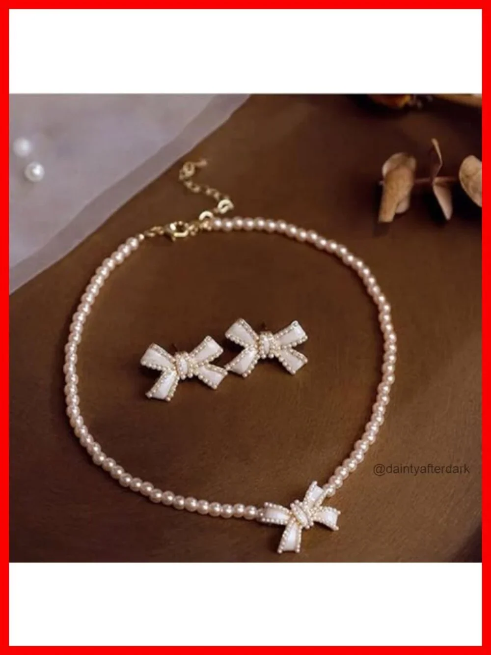 Artificial Pearl & CZ Gold Plated Necklace and Earring Set